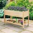 thumbnail image 3 of Patiojoy Elevated Garden Bed Wood Planters with Storage Shelf Wheels & Liner Suitable for Vegetable Flower Herb, 3 of 7