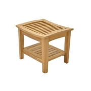 WholesaleTeak Outdoor Patio Grade-A Teak Wood Shower / Bath Room / Pool / Spa Stool Bench with Shelf #WMAXTSWS