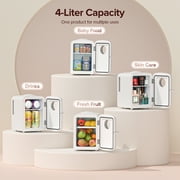Auseo Mini Fridge, Portable Fridge Personal, 4 Liter/6 Cans Countertop, 120V AC/ 12V DC, Cooler and Warmer for Drink Office Dorm Bedroom Car, White