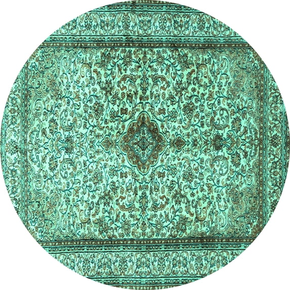 Ahgly Company Indoor Round Persian Turquoise Blue Traditional Area Rugs, 7' Round