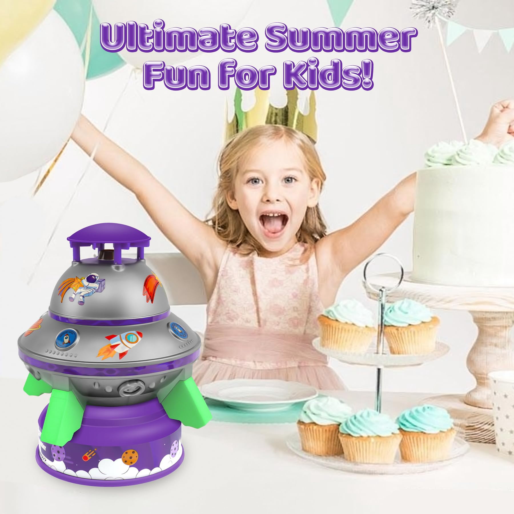 Water Sprinkler for Kids Water Toy with Light Up,Adjustable Height Water Launcher Water Toy Backyard Christmas Birthday Gift for Girls Boys Age 3-12 Year Old-Silver
