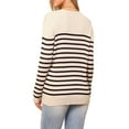 thumbnail image 3 of INSPIRE CHIC Striped Sweater for Women's Drop Shoulder Crew Nek Long Sleeve Color Block Pullover Knitted Tops XS Beige Black, 3 of 6