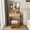 Natural Walnut, variant on 23"Small Makeup Vanity Desk Set with LED Lighted Mirror,3-Color Dimmable,Power Outlet,3Drawers,Stool for Bedroom, Walnut