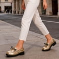 thumbnail image 5 of DIVVce Metallic Bow Accent Platform Loafers For Women Closed Toe Slip On Comfortable Footwear, 5 of 8