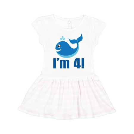 

Inktastic 4th Birthday 4 Year Old Whale Gift Toddler Girl Dress