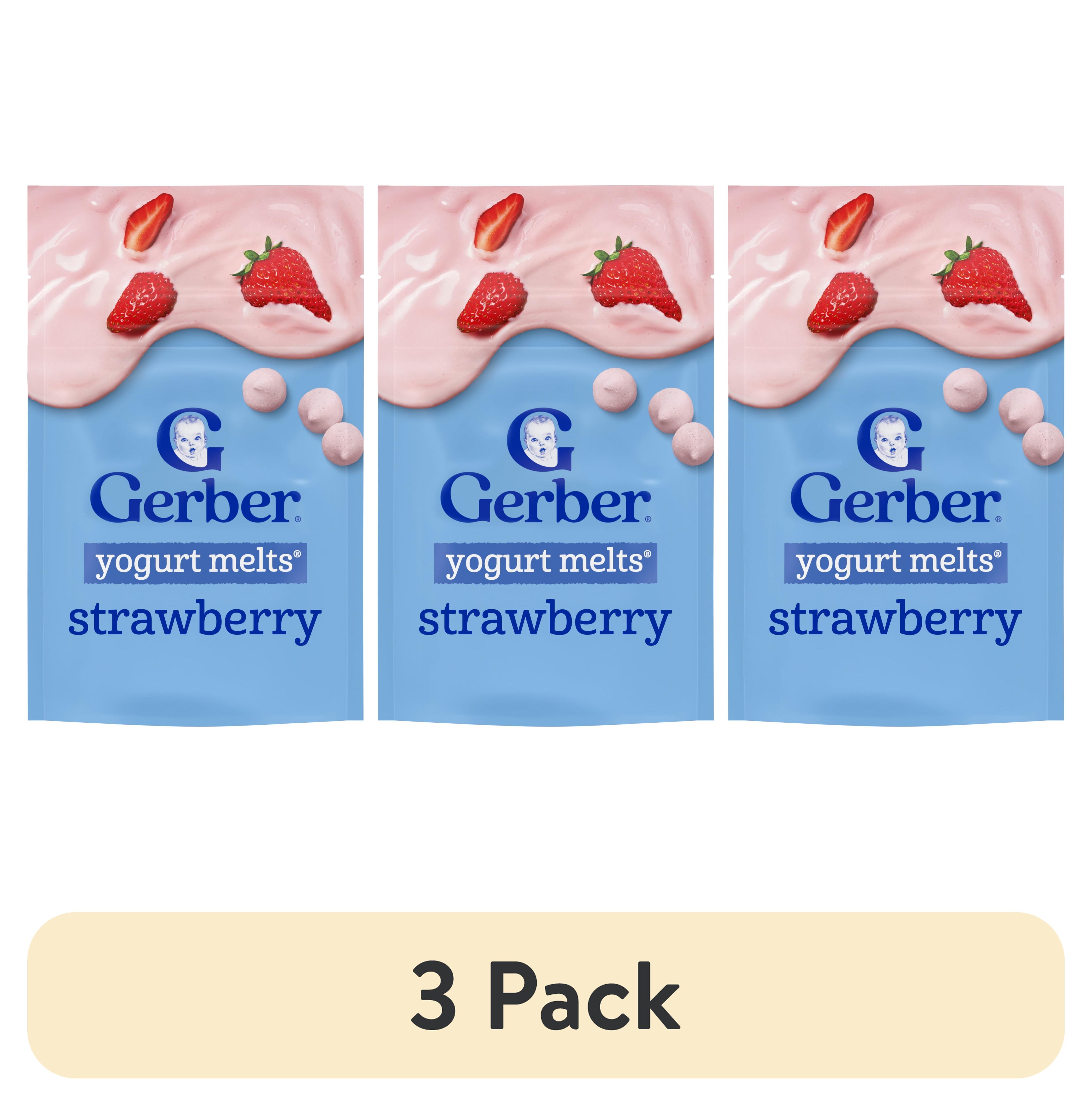 (3 pack) Gerber Stage 3 Baby Snacks, Yogurt Melts, Strawberry, 1 oz