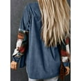thumbnail image 3 of Womens Corduroy Flannel Shirt Long Sleeve Button Down Loose Shacket Jacket with Pockets Light Blue XXL, 3 of 5