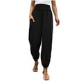 thumbnail image 3 of Sweatpants Women, Fashion Womens Casual Solid Color Pants Straight Wide Leg Trousers Pants With Pocket Black L, 3 of 7