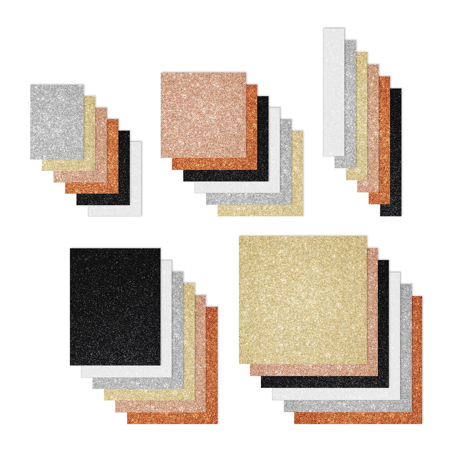 Hello Hobby Glitter Neutrals Multi-Size Craft Paper Pack for Scrapbooking and Crafting