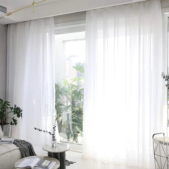 JCDY White Sheer Curtains 84 inches Length for Bedroom Study Room Living Room Rod Pocket Top Window Drapes,Transparent Light Weight Soft Window Treatment Curtains,54 x 84 inch,2 Panels