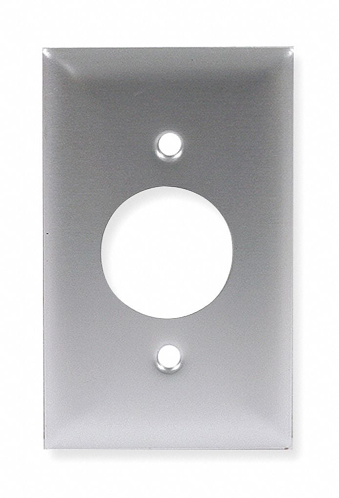 HUBBELL WIRING DEVICE-KELLEMS SS701 Single Receptacle Plate,2 Gang,Silver 