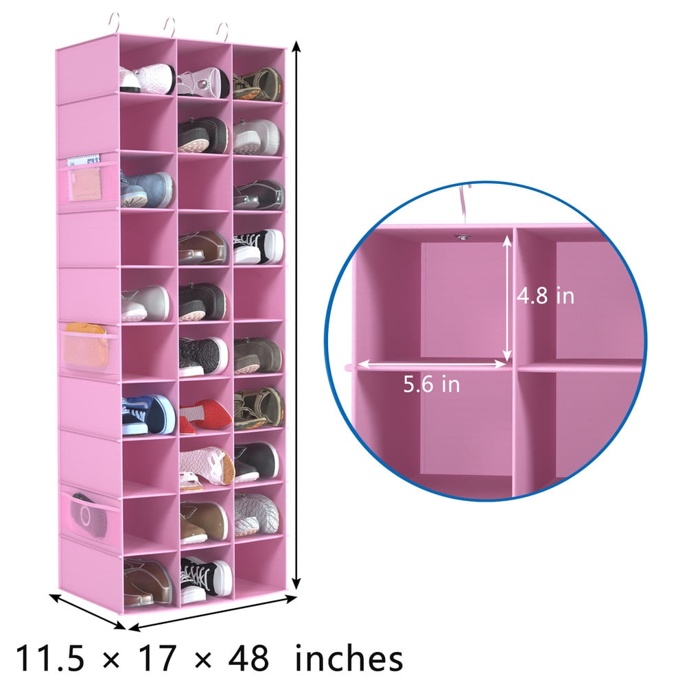 coastal rose Hanging Shoe Organizer for Closet, 30 Sections Hanging Closet Organizers and Storage Shelves Space Saving Shoe Rack Holder
