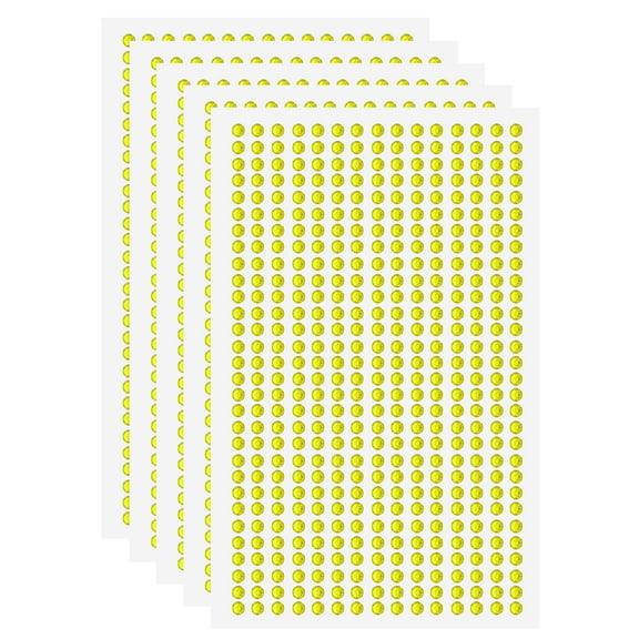 Uxcell 5 Sheet/2250pcs Rhinestone Adhesive Stickers Self Adhesive Acrylic Gem Sticker 3mm Plastic Face Bling Gem Stones Jewel for Nail Art Craft Clothes DIY Makeup, Light Yellow