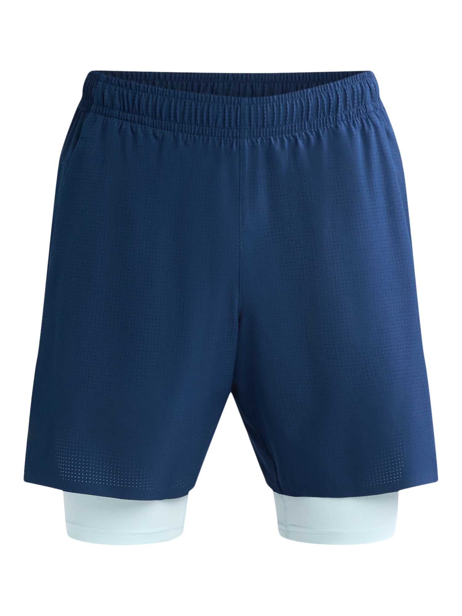 Athletic Works Men's and Big Men's 2 In 1 Perforated Active Shorts, 7" Inseam, Sizes S-3XL