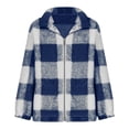 thumbnail image 3 of Womens Fuzzy Plaid Flannel Jacket 2026 Winter Casual Fall Sherpa Fuzzy Warm Zip Up Button Long Sleeve Coat Outwear, 3 of 5
