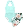 thumbnail image 3 of Gunia Swimsuit For Teen Girls Three Piece Floral Print Comfortable Swimwear Outfit Bathing Suit For Beach Pool Party Mint Green 17-18 Years, 3 of 4