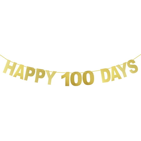 Happy 100 Days Banner, Baby's 100 Days Gold Gliter Paper Sign,Wedding ...