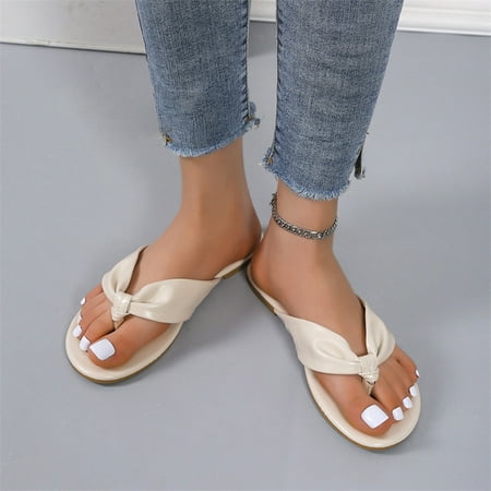 

Summer Trends 2023!AXXD Slippers for Women Vacation Outer Wear Bow Knot Flip Flops Flat Beach Sandal Slippers For Youth Clearance Size 8.5