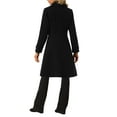 thumbnail image 3 of INSPIRE CHIC Women's Vintage Solid A Line Double Breasted Collared Winter Overcoat XS Black, 3 of 5