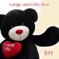 thumbnail image 4 of MorisMos Black Giant Teddy Bear 6ft Stuffed Animal "I Love You" Red Heart Jumbo Human Size Teddy Bear, 4 of 8