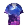 thumbnail image 5 of Daiia Dreamy Colorful Starry Sky Men's Linen Shirts Short Sleeve Casual Shirts Button Down Shirt for Men Beach Summer Wedding Shirt-Large, 5 of 6