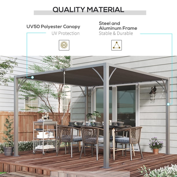 Outsunny 9.5' x 9.7' Outdoor Louvered Pergola with Retractable