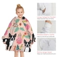 thumbnail image 6 of Pink Boston Terrier and Flower Blanket Hoodies for Kids 6-13YR Oversize Wearable Blanket Hoodies for Boys Girls Teens, 6 of 7