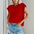 thumbnail image 2 of Camiseta de punto sin mangas, cuello redondo, informal y lisa para mujer - Jersey de poliéster, 2 of 6