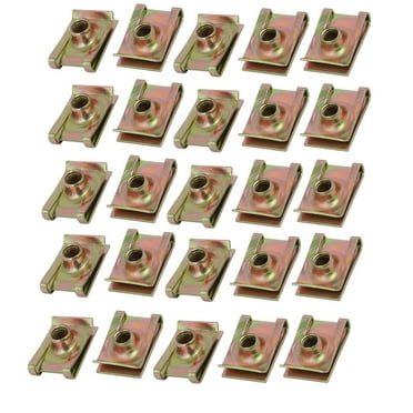 Uxcell Iron Speed Fastener U Nut Clip Brass Tone for M6 Screw Bolt (25-pack)