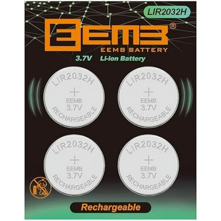 EEMB 3.7V Rechargeable 2032 Batteries LIR2032 Lithium-ion Coin Cell Button Batteries for Car Remote Key Fob Watch - 4PACK