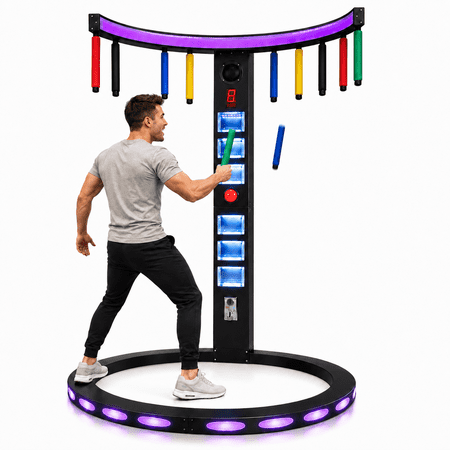 RDYMONKEY Catching Stick Arcade Game Machine, 2-Player Reaction Challenge Game with LED Lights, Score Display, 3 Modes, 6 Speed Levels, Coin Operated Party Game for Bar, Arcade, Home Game Room & Even