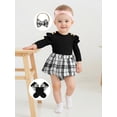 thumbnail image 3 of Loicainy Baby Toddler Girl Spring Fall Romper Dresses 3 6 12 18 Months Long Sleeve Plaid Print Skirt Bodysuit with Headband Socks Set Infant Clothes, 3 of 6