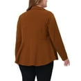 thumbnail image 3 of Agnes Orinda Women's Plus Size Blazer Button Notch Panel Ruffle Peplum Blazers with Pocket 4X Brown, 3 of 6