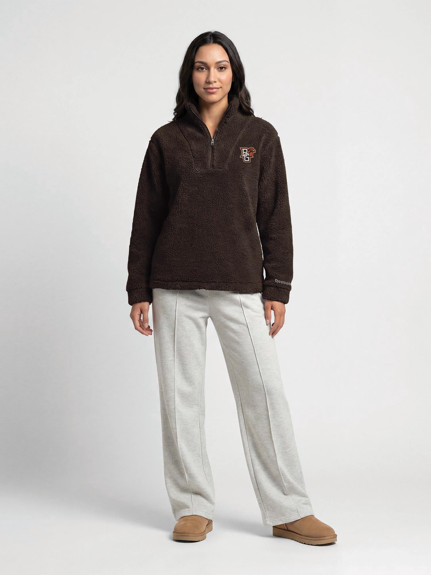 Bowling Green State Falcons Reebok Womens Relaxed Fit Qtr Zip Sherpa Pullover