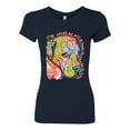 thumbnail image 3 of Neon Lab Dog Lover Shirt | Labrador Dogs Speak To Those Who Listen | Dean Russo Art Animal Lover Womens Slim Fit Junior Tee, Navy, XX-Large, 3 of 6