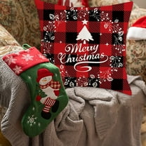 Herrnalise Christmas Red series Throw Pillow Covers 18 x 18 Inches - Xmas Cushion Cover Case Decorations Winter Holiday Party Pillow Customized Zipper Pillowcase Decor for Sofa,Bed,Couch,Car