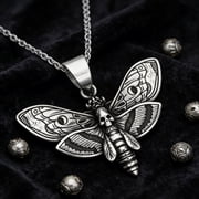 ZMY Home Gothic Death's-head Hawkmoth Necklace, Vintage Skull Moth Pendant Silver Statement Jewelry for Women