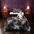 thumbnail image 4 of Manfei Sketch T-Rex Wildlife Twin Comforter Sets,Vintage Lightning Bedding Set,Gray Black,Black Reversible,2pcs,1 Comforter and 1 Pillowcase, 4 of 7