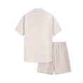 thumbnail image 3 of New Arrival Male Two-Piece Sets Men's Cotton and Linen Short Sleeve T-shirt+Short Pant Set Solid Shirt+Shorts Home Suits, 3 of 4