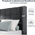 Allewie Queen Size Platform Bed with Wingback Fabric Upholstered Square