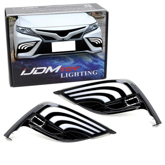 Switchback LED Daytime Running Lights Assy For 2021-up Toyota Camry SE XSE Trims, JDM Style White/Amber DRLs w/Sequential Flash Turn Signal Feature