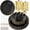 Black and Gold, variant on 175 count Black Scalloped Plastic Plates with  Trim - Black Plastic Silverware with Handle - Fancy High-End Dinnerware Sets for Wedding & Party