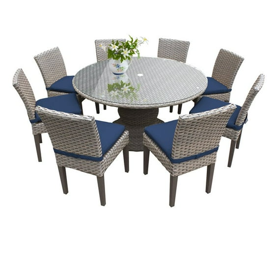 Bowery Hill 9 Piece 60 Round Glass Top Patio Dining Set