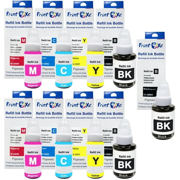 GI-290 Compatible 9 Ink Bottles 2 Sets + Black GI290 | 1595C001 1596C001 1597C001 1598C001 | for Canon PIXMA Megatank G1200 G2200 G3200 G4200 G4210