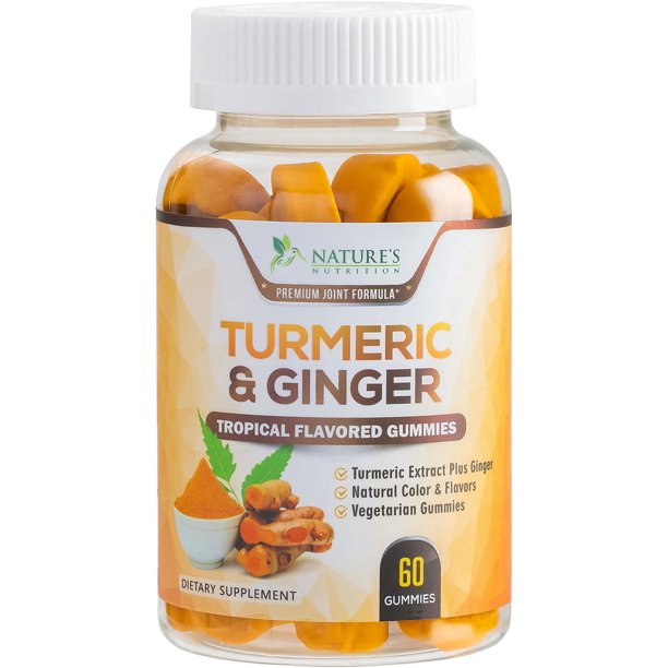 Nature's Nutrition Turmeric Curcumin Gummies with Ginger, 60 Gummies