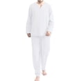 thumbnail image 3 of Miluxas Men Casual Pajamas Thin Breathable Loose Service Suit Home Long Sleeve On White 8(XL), 3 of 3