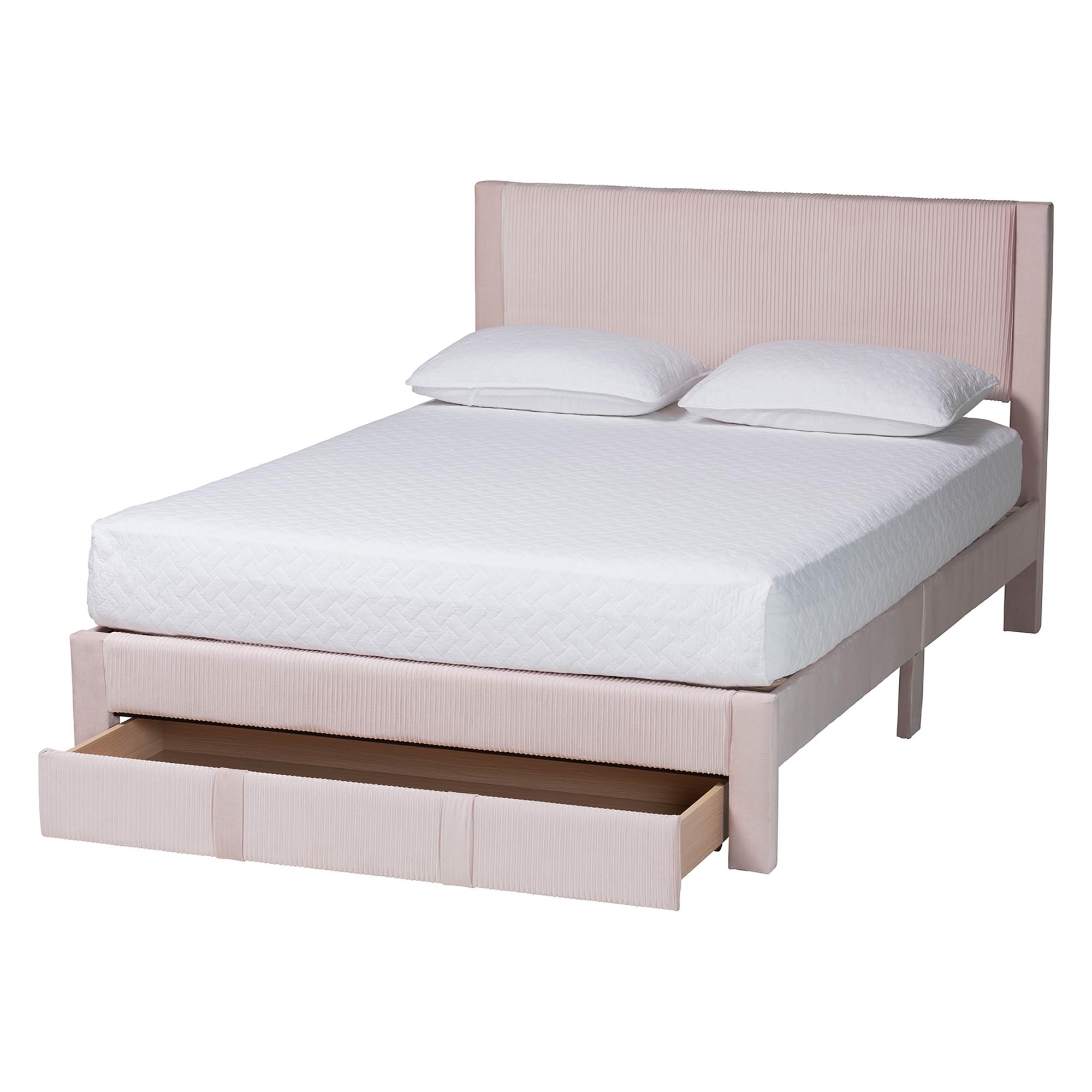 Baxton Studio Elora Modern Storage Bed, Queen, Light Pink