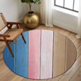 thumbnail image 2 of Round Rugs 5Ft, Blue Pink Brown Ombre Round Area Rug Washable Indoor Throw Carpet, Vintage Farmhouse Wooden Soft Non Slip Circle Rug for Cabinet Bathroom Home Decor Aesthetic, 2 of 8