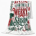 thumbnail image 2 of Home, Festive Holiday Scene, Warm Flannel Blanket for Living Room and Reading Nook with Detailed Artwork with Rich Color Accents, Art Lovers Christmas Gift, Festive Home Decor, 2 of 9