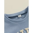 thumbnail image 5 of vera natura Toddler Boys Fuzzy Letter Embroidered Waffle Short Sleeve T-Shirts Tops and Elastic Waist Shorts 2Pcs Clothes Set, 5 of 9